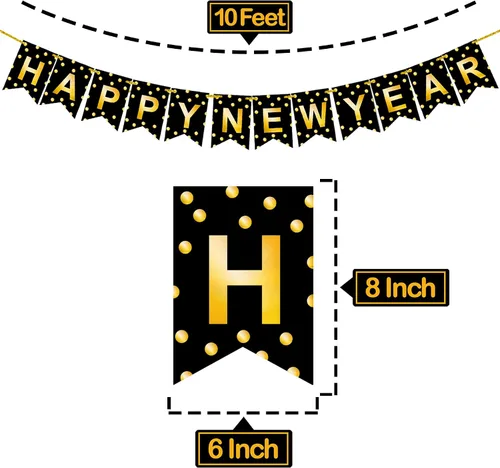 Miniatura 4 de KatchOn, Cartel grande de feliz año nuevo, 10 pies, sin bricolaje Fondo de feliz año nuevo para suministros de fiesta de Nochevieja 2026 Cartel