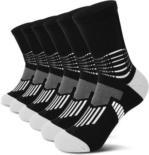 Miniatura 16 de IRAMY Calcetines de compresión tipo crew para mujeres y hombres con soporte de arco del tobillo, alivio de fascitis plantar, 3/6 pares