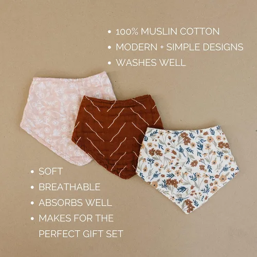 Miniatura 4 de Mebie Baby Babero de muselina de algodón, paquete de 3 baberos para eructos, escupir, baberos, baberos bandana para bebé niño o niña