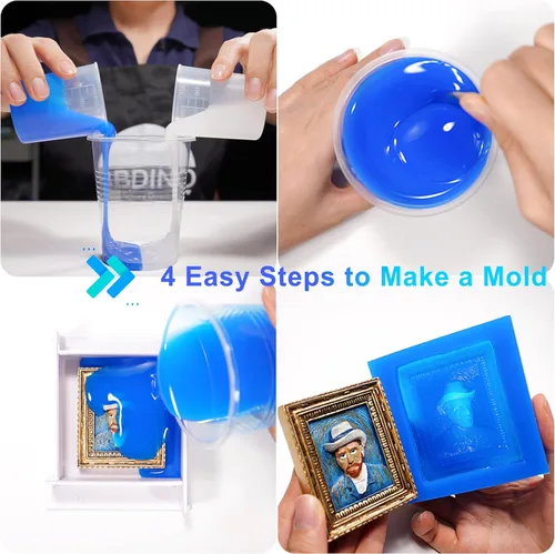Miniatura 6 de BBDINO Kit de fabricación de moldes de silicona, silicona líquida para fabricación de moldes 30A transparente, goma de silicona de alta resistencia