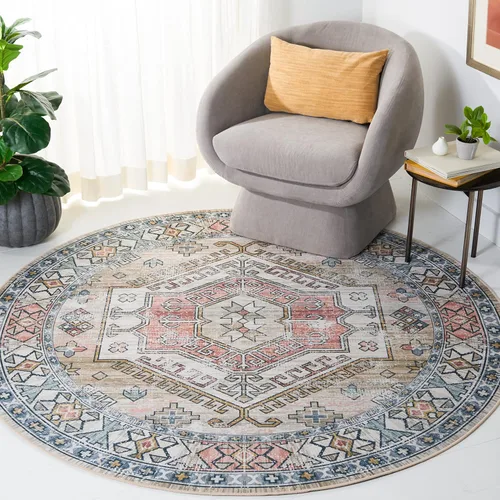 Miniatura 12 de SAFAVIEH Tucson Collection - Alfombra lavable de 2 pies 6 pies x 8 pies, beige y verde, antideslizante y fácil de limpiar, ideal para pasillo