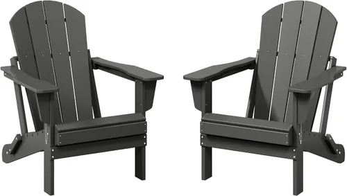 Miniatura 39 de WestinTrends Malibu HDPE - Silla plegable Adirondack de polietileno para exteriores, color negro
