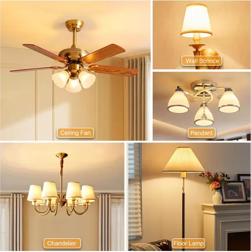 Miniatura 7 de Bombilla LED E26, luz blanca cálida de 2700 K, bombillas pequeñas equivalentes a 60 W, bombilla E26 para ventilador de techo, forma A15, 600 lm 120