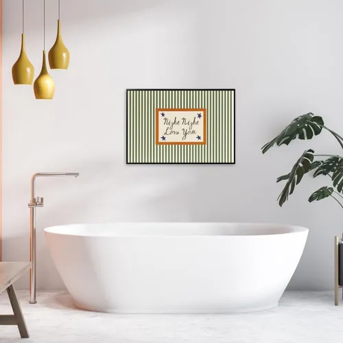 Miniatura 7 de Arte de pared moderno de mediados de siglo para guardería, impresión de paisaje retro a rayas con cita nocturna de amor, estilo vintage, póster