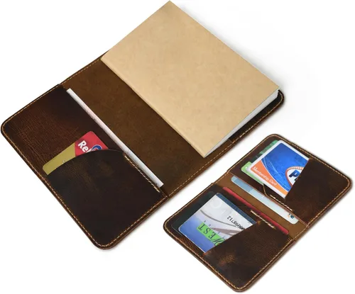 Miniatura 8 de Rustique Style Leather Journal Cover for Field Notes & Moleskine Cahier Pure Full Grain Vintage Leather Passport Wallet & Card Holder Premium