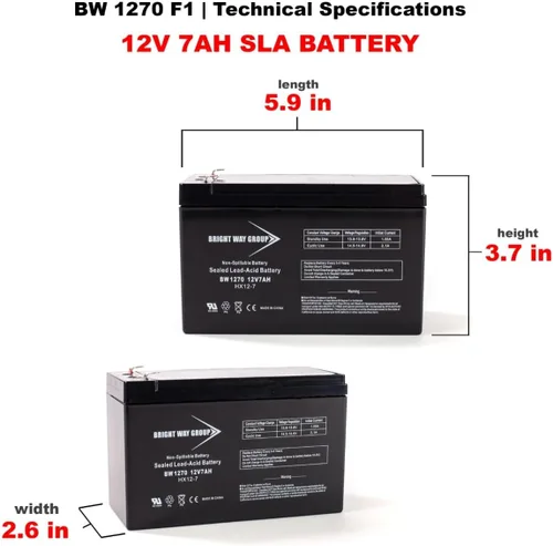 Miniatura 5 de Long Way LW-6FM6 - Batería compatible con SLA, 12V 7Ah F1 BW1270-F1