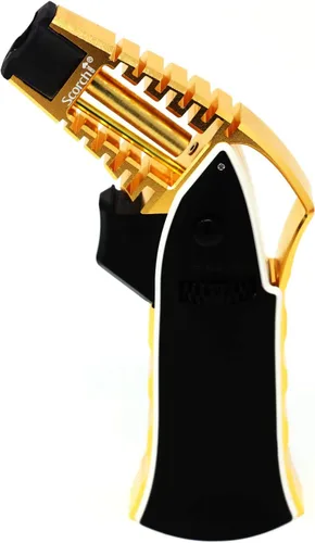 Miniatura 20 de Antorcha Scorch Torch CNC maquinada de 17,14 cm de alto, antorcha de llama de aluminio portátil ajustable recargable con butano en caja de regalo