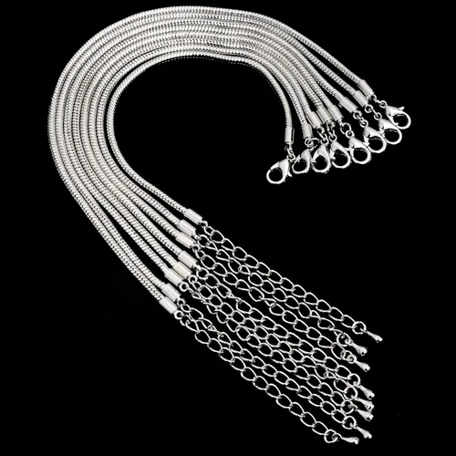 Miniatura 2 de RUBYCA Pulsera de encanto europea de color plateado cadena de serpiente cierre de langosta fabricación de joyas 6.3 pulgadas 5pcs