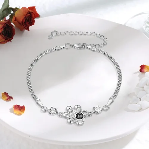 Miniatura 3 de OPALSTOCK Collar personalizado con foto para mascotas, collar de proyección de encanto de foto personalizada, colgante de pata de perro, gato