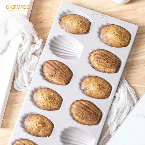Miniatura 6 de CHEFMADE Molde Madeleine, molde para pastel, 12 cavidades, antiadherente, ovalado, concha Madeline, juego de utensilios para hornear para el horno