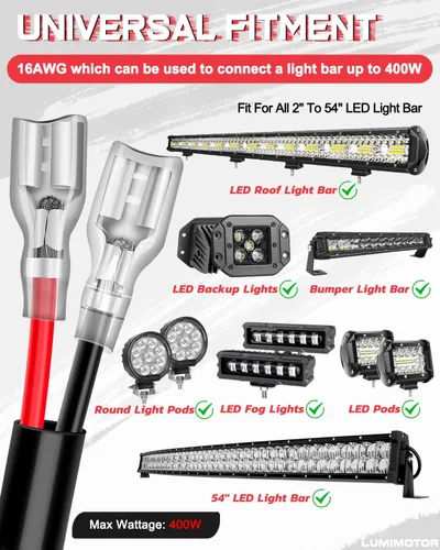 Miniatura 4 de Arnés de cableado de 1 conductor, barra de luz LED, kit de arnés de cableado con interruptor de roca para luces antiniebla LED, barra de luz LED