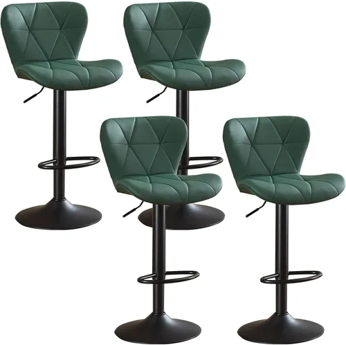 Miniatura 10 de Juego de 2 taburetes de bar, taburetes de bar giratorios ajustables con respaldo, taburetes de bar de piel sintética de altura de mostrador de 24 a