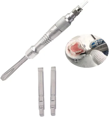 Micro Air Flux Chipper Raspador neumático Escalado Pala de gas Cincel de yeso médico Grabado Disyuntor Escalador Herramientas dentales con 3 cinceles