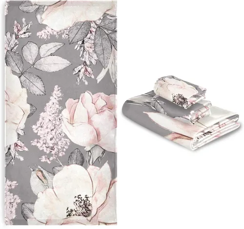 Miniatura 9 de ALAZA Juego de 3 toallas de baño de flores de iris de mariposa morada, 1 toalla de baño, 1 toalla de mano, 1 toallita decorativa, suave, de lujo