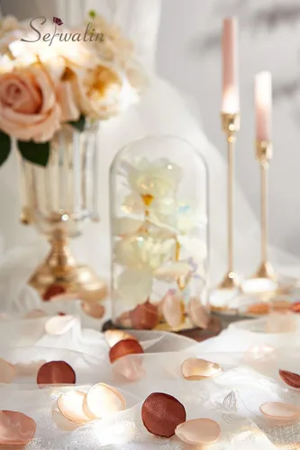 Miniatura 4 de Serwalin 300 Unidades de Pétalos de Rosa de Seda, Flores Artificiales para Bodas, Pétalos de Rosa Falsos Marrone, Propuesta para la Canasta de Boda