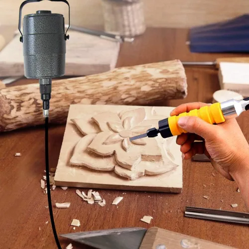 Miniatura 7 de YUCHENGTECH Herramienta eléctrica de tallado de cincel, cincel eléctrico para tallar madera, kit de máquina de eje flexible para colgar con 5