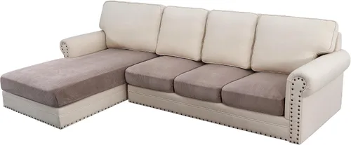 Miniatura 234 de H.VERSAILTEX - Funda de terciopelo elástica y afelpada para protección de cojines de sofá biplaza, silla o sofá, 2 piezas, tamaño grande, color gris