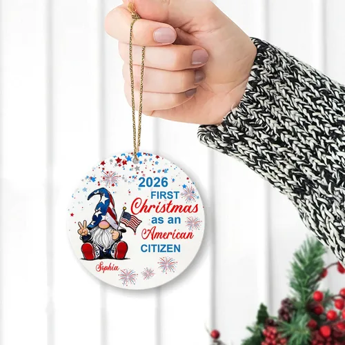 Miniatura 4 de HYTURTLE Adorno de Navidad personalizado para decoración de árbol, regalo para mujeres y hombres, ciudadanía estadounidense patriótica