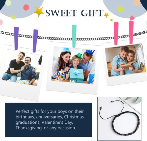 Miniatura 3 de Ideas de regalo para adolescentes y niños: Pulsera de código morse con texto en inglés "I LOVE YOU" para hijo - Ajustable, hecha a mano, rellenos