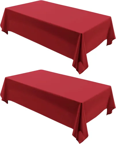 Miniatura 9 de Paquete de 2 manteles de Navidad color verde, rectangular, de 60 x 84 pulgadas, de poliéster, impermeable y resistente a las arrugas, para mesa