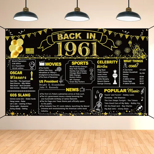 Miniatura 22 de DARUNAXY 100 cumpleaños de oro negro decoración de fiesta, pancarta de "Back in 1926" póster de fiesta de 100 años suministros, 6x3.6 pies gran