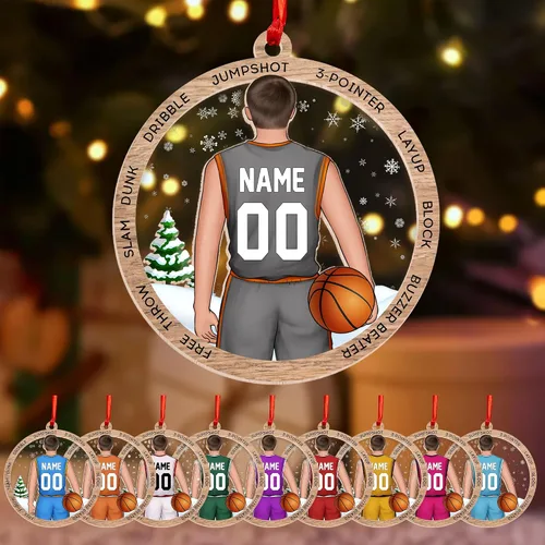 Adorno Personalizado de Baloncesto 2025 - Adorno de Jugador de Baloncesto - Adornos de Árbol de Navidad de Baloncesto - Regalos de Jugador de Bkb 5