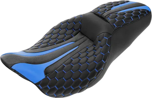 Miniatura 37 de Asiento de conductor, pasajero y piloto - SLMOTO Asiento de motocicleta de una pieza para 2 personas, compatible con Harley Touring Road King CVO