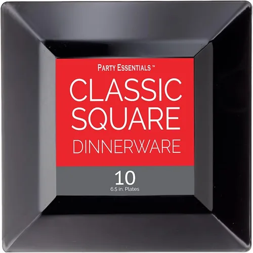Miniatura 4 de Party Essentials 10 cuencos cuadrados para aperitivos, recipientes torzados de plástico duro, 12 oz.