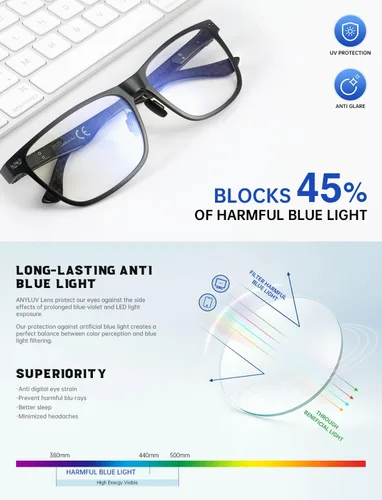 Miniatura 7 de ANYLUV Al-Mg - Gafas de luz azul de metal + lentes de fibra de carbono