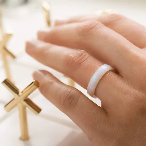 Miniatura 4 de Enso - Anillo de silicona con piedra natal para boda, anillo de compromiso unisex, cómoda banda transpirable cómoda 0.169'' de ancho, 0.069