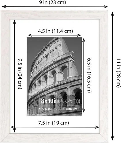 Miniatura 4 de Marcos de fotos de 8 x 10 pulgadas o 5 x 7 pulgadas con paspartú, estante de mesa o montaje en pared vertical u horizontalmente, tapete de vidrio