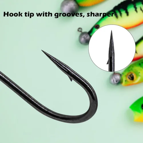 Miniatura 5 de 50 ganchos de pesca con púas – Kit de cabezas de plantilla de bola redonda, 1/6 oz, 1/4 oz, 1/8 oz, 1/2 oz para pesca de lubina trucha de agua