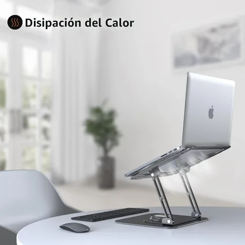 Miniatura 8 de JOYEKY Soporte para computadora portátil para escritorio, soporte de computadora ajustable con base giratoria de 360°, elevador ergonómico para Gris