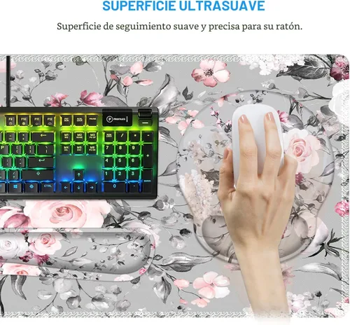 Miniatura 5 de iCasso Juego de soporte de muñeca grande para mouse, 4 en 1 XXL + reposamuñecas para teclado + reposamuñecas para mouse + juego de posavasos con Tea