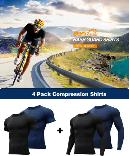 Miniatura 5 de HOPLYNN Paquete de 45 camisetas de compresión de entrenamiento para hombre, manga largacorta, camiseta atlética para deportes
