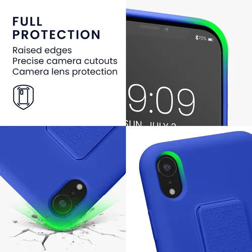 Miniatura 3 de kwmobile Funda compatible con Apple iPhone XR - Funda con correa de mano y revestimiento de silicona TPU suave - Azul Báltico