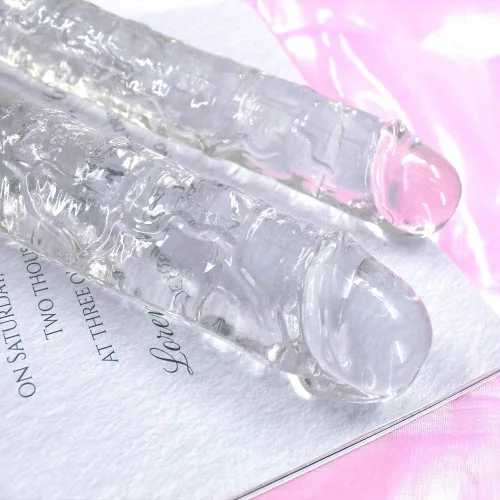 Miniatura 6 de Consolador realista de doble extremo de 13 pulgadas, consoladores flexibles y transparentes, pene largo para juego anal lésbico de doble cara