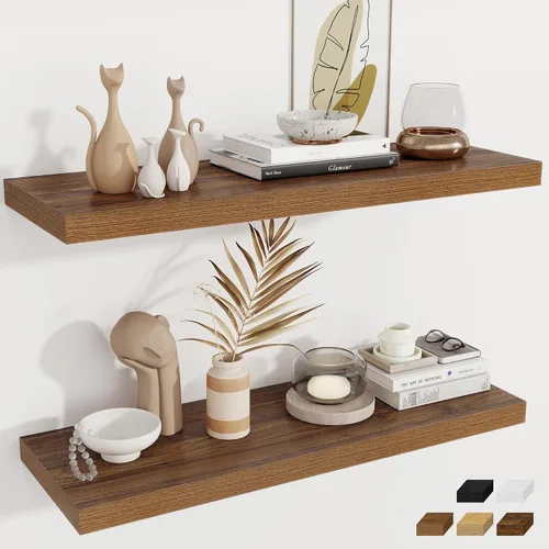 Miniatura 93 de Fun Memories Estantes flotantes de 12 pulgadas de profundidad, estantes de pared de madera de 16 x 12 pulgadas, estante de almacenamiento rústico