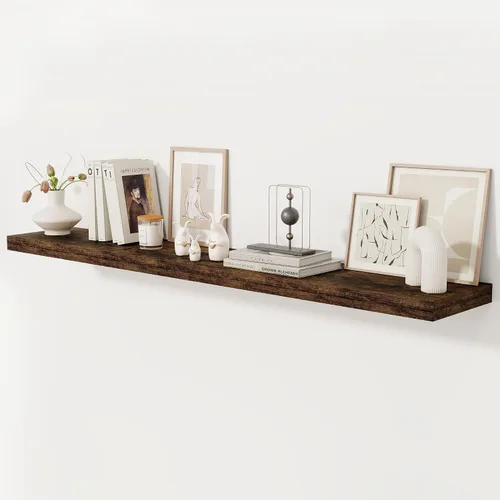 Miniatura 27 de Fun Memories - Estante flotante de 12 pulgadas, estantes de pared de madera rústica para decoración de pared y almacenamiento, estante flotante