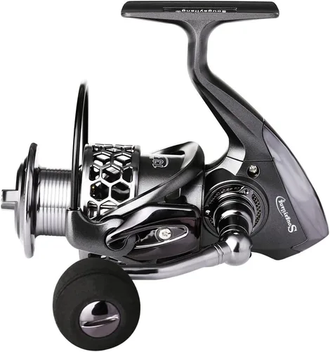 Miniatura 3 de Sougayilang Carrete de pesca 13+1BB peso ligero ultra suave aluminio Spinning carrete de pesca con carrete de grafito de repuesto gratis