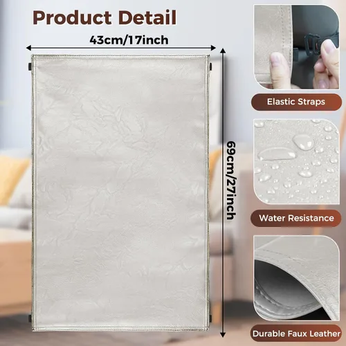 Miniatura 2 de Funda para reposacabezas para silla reclinable, protector para reposacabezas de piel sintética con correas elásticas, fundas para reposacabezas