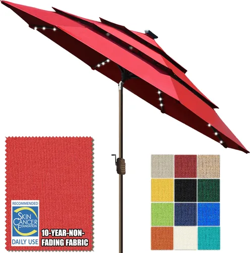 Miniatura 76 de EliteShade - Sombrilla solar de 9 pies / 2.74 metros, con 80 luces LED para patio, mesa al aire libre, con ventilación y cubierta que no se decolora