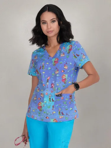 Miniatura 5 de KOI Basics 384PR Leslie Scrub - Blusa azul XS para mujer