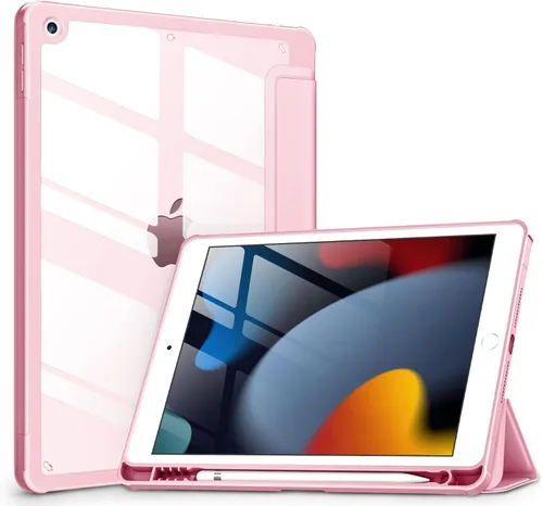 VIKESI - Funda para iPad de 9ª / 8ª / 7ª generación de 10.2 pulgadas (lanzada en 2021/2020/2019), parte trasera transparente, cubierta de marco de