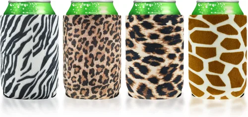 Carol Velvet - Fundas de neopreno para latas de refrescos de cerveza, bebidas frías, cubierta aislada para botellas para barbacoa, soltero, fiesta