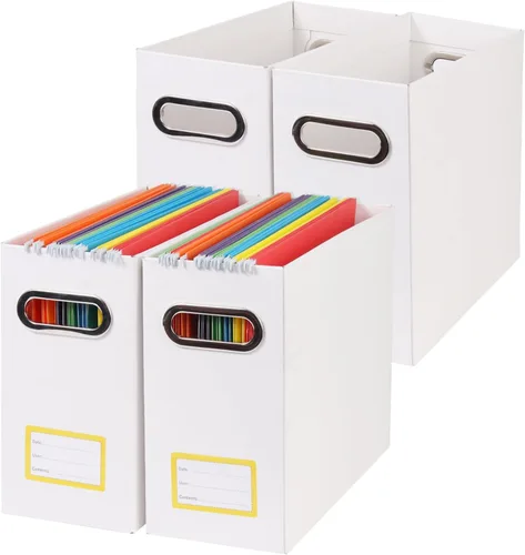 Miniatura 10 de Caja organizadora de archivos plegable con asa, 12.20 x 5.11 x 9.84 pulgadas, organizador de archivos para el hogar u oficina, pequeña caja de Negro