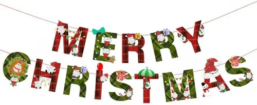 Miniatura 7 de Cartel de Feliz Navidad con cuerda, letrero de papel para chimenea, pared y ventana, decoración de fiesta navideña para el hogar y la oficina