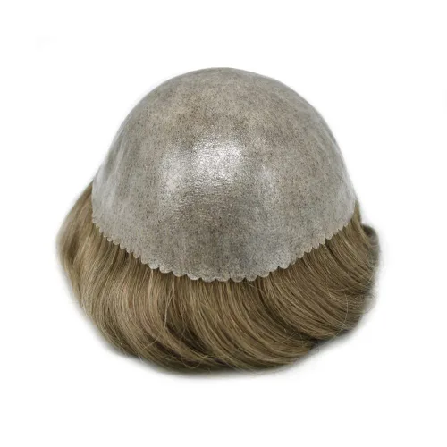 Miniatura 31 de Sistema de cabello humano tipo tupé para hombre, tupé gris, piezas de cabello completo de poliéster para hombres, tupé de inyección de poliuretano