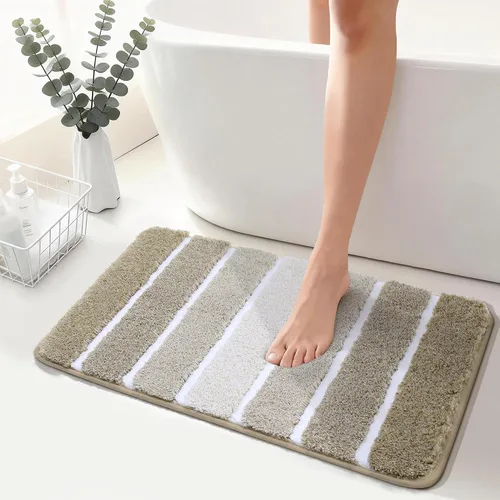 Miniatura 43 de COSY HOMEER Alfombras de baño de 24 x 17 pulgadas, ultra suaves y absorbentes, con respaldo de TPR antideslizante, lavable a máquina, alfombra Beige