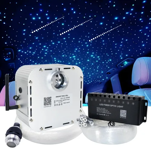 Miniatura 12 de Kit de luces de fibra óptica de alta luminosidad AMKI Twinkle de 32 W, 1000 piezas, para techo estrellado, 0.076 cm 5 m de fibra óptica, RGBW
